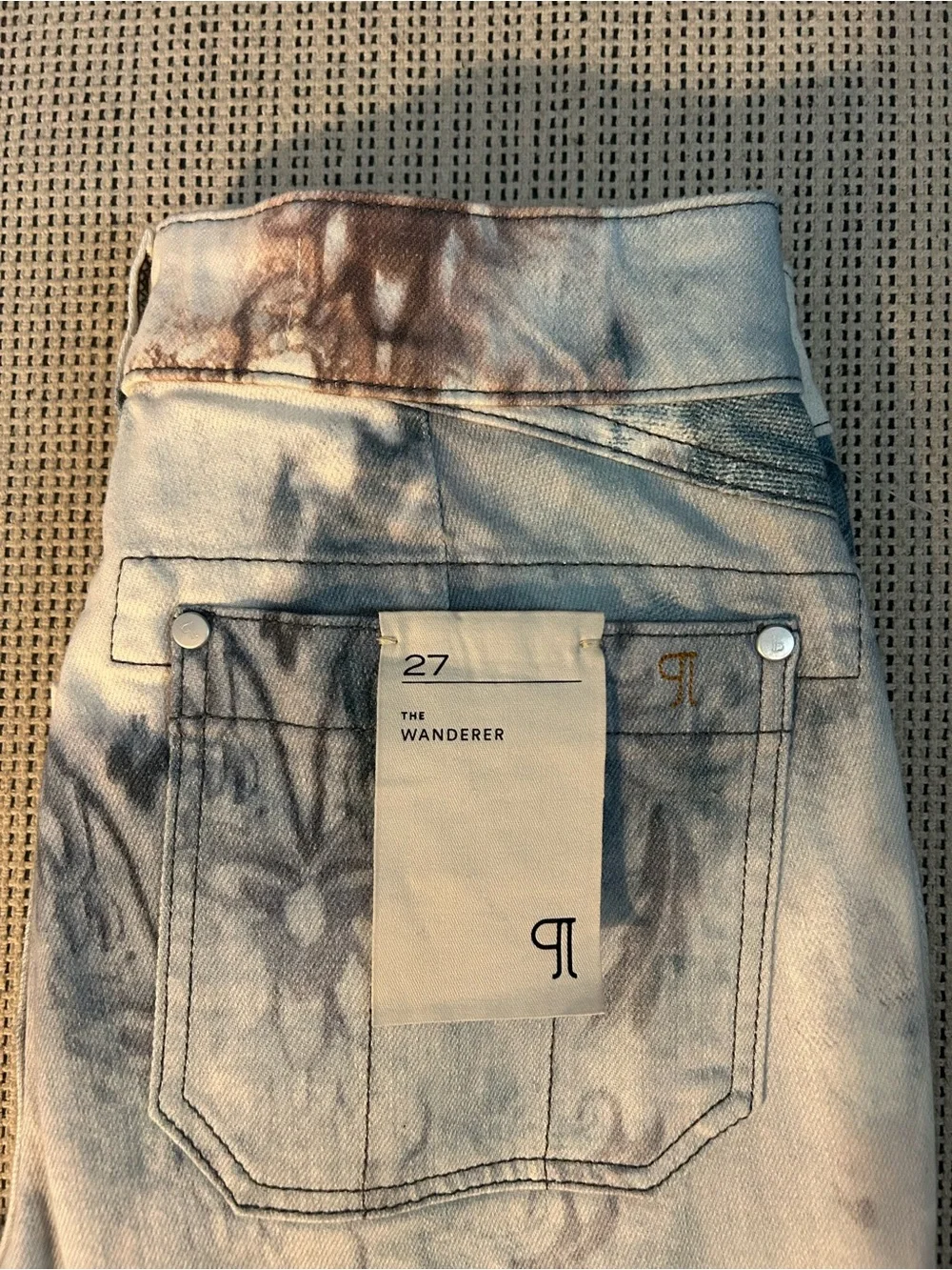 Anthropologie Light Blue Floral Tie-Dye Jeans - Picture 3 of 3